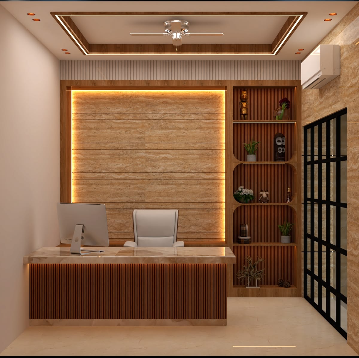 Modern MD Chamber with Private VIP Leather Sofa Meeting Lounge #68